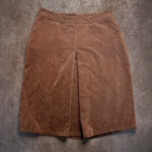 CJ Banks Vintage Y2K Corduroy Midi Skirt Pleated Slit Brown Tan Women's 14W NWT
